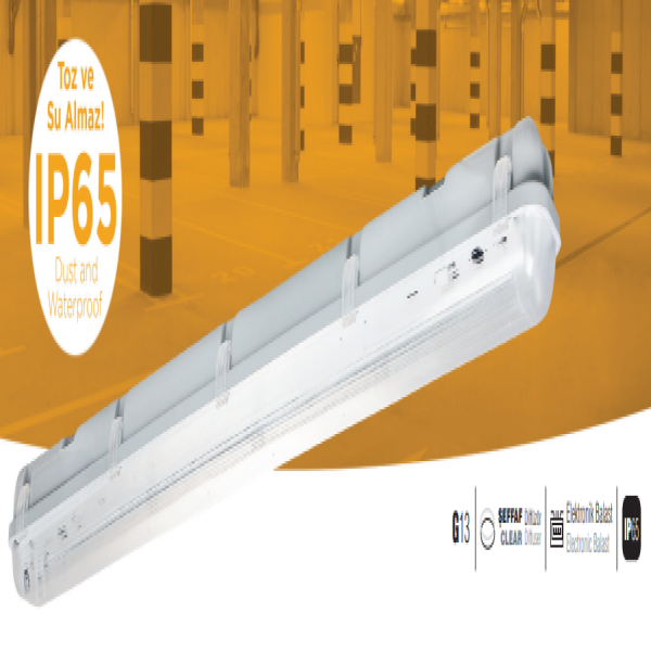 Люминесцентный водонепроницаемый светильник 2x36